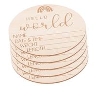 BESTonZON 5pcs Wooden Birth Announcement Sign Nursery Name Plaques for Newborns Hospital Photo Prop Keepsake Shower Gift