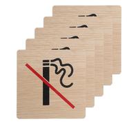 BESTonZON 5Pcs Wooden No Smoking Table Tent Signs Rustic Tabletop No Smoking Sign Cards for Restaurant, Office, Mall, Cafe Indoor Outdoor Use