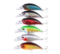 BESTonZON 6 Pcs Artificial Fishing Lures with Movable Tongue Plate Bionic Hard Baits Slowly Sinking Baits in Bright Colors for Freshwater and Sea Fishing Random Color