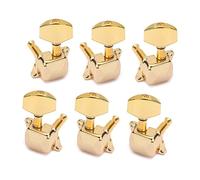 BESTonZON 6 Pcs Gold Semi-closed Guitar Tuning Pegs Machine Heads 3l3r Locking Tuning Keys for Acoustic and Electric Guitars, Sturdy Instrument Replacement Parts
