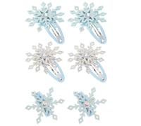 BESTonZON 6 Pcs Snowflake Hair Clips for Little Decorative Hair Accessories Rhinestone and Fabric Material, Cute Design for Banquet and Prom