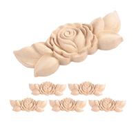 BESTonZON 6 Pcs Woodcarving Decal Small Corner Flower Artistic Solid Wood Applique with Versatile Use and Resist Fading Features for Furniture Cabinet Door Decor and Studies