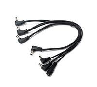 BESTonZON 6 Ways Right Angled Guitar Effect Pedal Power Supply Cable Cord with Copper Plastic Material, Noise-reduction Daisy Chain Design Black for Effect Pedals and Electric Guitar