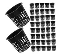 BESTonZON 60Pcs Black Plastic Hydroponic Mesh Nursery Pots Net Cups for Garden Planting Reusable Slotted Baskets with Strong Support for Root Monitoring and Hydroponic Growth