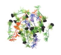 BESTonZON 60pcs Plastic Aquarium Plants with Coconut Trees Fade-resistant Artificial Fish Tank Decorations for All Aquarium Realistic Underwater Landscape Enhancer Stimulating Fish Behavior