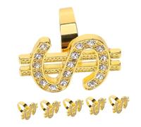 BESTonZON 6Pcs Bling Money Sign Rings Hip Hop Costume Jewelry for Men Women Statement Finger Bands for Cosplay Parties and Halloween Fancy Dress Dazzling Design