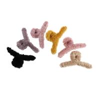 BESTonZON 6pcs Elegant Large Plush Hair Claw Clip for Women Hair Binding and Preventing Stylish Artificial Plush Material for Outdoor and Daily Use Random Color