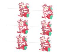 BESTonZON 6pcs Glitter Strawberry Cake Toppers with Flower Picks for First Birthday Party Decorations Lightweight Portable Berry Sweet One Cake Decor for Shower and Summer Celebration