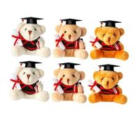 BESTonZON 6Pcs Graduation Bear Pendant Plush Keychain Adorable Doctor Bear Shape Hanging Ornaments for Bags Backpacks Luggage Soft Stuffed Accessories in White Light Brown Dark Brown