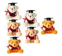 BESTonZON 6Pcs Graduation Bear Plush Pendants Soft Cartoon Doctor Bear Keychain with Chain Rings for Schoolbag Decoration Memorial Gift for Students