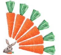 BESTonZON 6pcs Hand-woven Radish Pet Molar Toys Set, Natural Small Pet Chewing and Biting Toys for Rabbits and Hamsters, Interactive Chew Plaything for Small Animal Dental Health