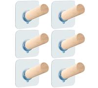 BESTonZON 6pcs Heavy Duty Coat Hook Hat Organizer Lean Shaped Extra Long Wooden Multipurpose Wall Hook for Hanging Bathrobes and Hats in Home Storage