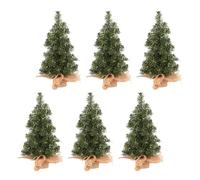 BESTonZON 6pcs Miniature Christmas Trees with Linen Burlap Base, 11.8 Inch Artificial Mini Xmas Pine Trees for Cozy Home Table Decor, Stable Base and Compact Design for Indoor Holiday