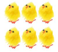 BESTonZON 6Pcs Miniature Easter Chicks - Cute Fluffy Yellow Figurines for Spring Home & Office Decor, Festive Desktop Ornaments