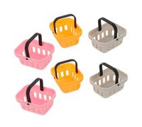 BESTonZON 6pcs Miniature Shopping Basket for Dollhouse Kitchen Accessories Safe Pla Grocery Cart Baskets with Handle Lightweight Pretend Play Fruit and Bread Storage Containers