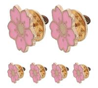 BESTonZON 6pcs Pink Cherry Blossom Brooch Pins Floral Lapel Pins for Women Jackets and School Uniforms Decorative Alloy Flower with Vivid Craftsmanship