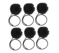 BESTonZON 6pcs Plush Cat Dangling Balls with Bell for Indoor Kitten Play Interactive Cat Replacement Balls Scratching Post Tree Tower Black