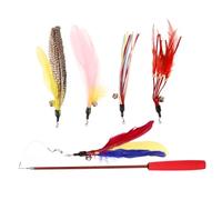 BESTonZON 6pcs Retractable Cat Teaser Sticks Kit with Heads Non Slip Plastic Handles Engaging Indoor Cat for Stimulating Hunting Instincts and Interactive Play Random Color