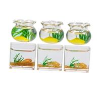 BESTonZON 6pcs Scale Realistic Glass Goldfish Tanks for Dollhouse Decor Mini Scene Model with Random Color Koi Educational and Tiny Fake Fish Bowls for Desktop Craft Projects Random Color