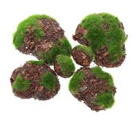 BESTonZON 6pcs Simulated Mossy Stones for Aquarium Décor, Green Moss Sphere Fish Tank Decorative Rocks for DIY Crafts and Bonsai Landscape