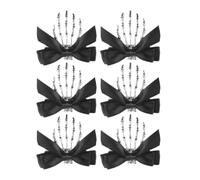BESTonZON 6pcs Skeleton Hand Hair Clips Halloween Accessories with Bow, Metal Devil Claw Barrettes for Women, Stylish Gothic Hairpins for Halloween Parties