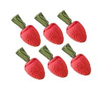 BESTonZON 6pcs Small Animal Chewing Natural Strawberry Shape Hamster Rabbit Chew Sticks Guinea Pig Chinchilla For Teeth Grinding and Mental Stimulation Safe and Entertaining