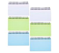 BESTonZON 6pcs Spiral-bound Ruled Notebooks 3x5 Small Lined Note Cards Set White Blue Green for School Office Study Memo Writing Organization