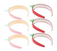 BESTonZON 6pcs Strawberry Fruit Headbands and Women, Comfortable Cloth Hairbands with 3d Simulation Fruit Design, Secure Fit for Dress and Photo Props