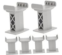 BESTonZON 6pcs Train Bridge Piers Supports for Kids, Grey Plastic Railway Track Accessories for Model Train Building & Playsets, Compatible Toy Elevation Parts