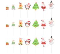 BESTonZON 70Pcs Christmas Cake Toppers Set with Santa Claus, Reindeer, and Christmas Tree Paper Picks for Holiday Party and Birthday Cake Decoration Supplies