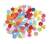 BESTonZON 70Pcs Mini Plastic Buttons Set for Sewing and Crafts - 6Mm Tiny Flower, Heart, Star, Triangle, Square Shapes - Small Buttons for Doll Clothes, DIY Scrapbooking and Apparel