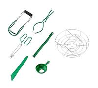 BESTonZON 7pcs Professional Kitchen Canning Tools Set with Jar Lifters, Wide Mouth Funnel, and Tongs for Home Jam and Jar Canning, Heat-Resistant Green Household Preserving Kit
