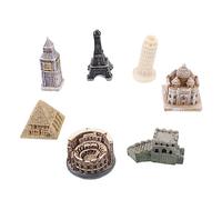 BESTonZON 7pcs Resin Architecture Model Kit Miniature London Eiffel Tower Rome Colosseum Tower Models for Home Decor