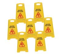 BESTonZON 7pcs Slide The Warning Sign Carefully Doll House Decor Mini Wet Floor Sign Miniature Caution Wet Floor Miniature Dollhouse Warning Alloy Yellow