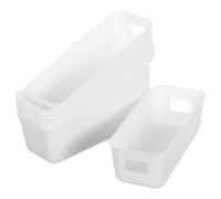 BESTonZON 8 Pcs Long Narrow Storage Bin Plastic Storage Basket Bins Rectangular Lightweight Sl esign for Space Optimization Bathroom Office Use