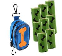 BESTonZON 8 Rolls Portable Dog Waste Pouch Oxford Cloth Zipper Bag with Hook Disposable Poo Bags for Walking Training Convenient Storage for Dog Treats Essentials