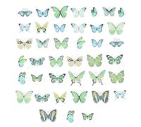 BESTonZON 80pcs Butterfly Stickers Pet Waterproof Decorative Craft Stickers for DIY Scrapbooking and Planner Journal, Vintage Green Butterfly Decals for Creative Crafting