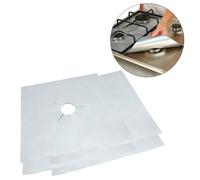 BESTonZON 8pcs Gas Hob Protector Sheets Heavy Duty Oven Liners with Precut Center for Gas Burners Reusable Non-stick Silver Covers and Ovens