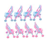 BESTonZON 8pcs Mini Doll Stroller Lightweight Plastic Pram for Role Play Nursery Accessory Realistic Simulation Pretend Play