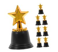 BESTonZON 8pcs Mini Gold Star Trophies Plastic Tiny Football Soccer Tennis Participation Awards for Kindergarten Students Sports Competitions and Tournaments