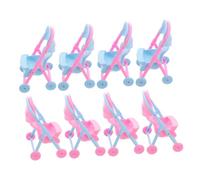 BESTonZON 8pcs Miniature Doll Strollers for Role Play Plastic Simulation Push Prams with Realistic Details Portable Pretend Pushchairs for Indoor Outdoor Dollhouse Accessories