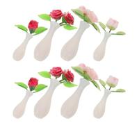 BESTonZON 8pcs Miniature Flower Pots Faux Porcelain Tiny with Lifelike Rose Motifs for Dollhouse Garden Decorations Micro Landscape Ornaments for Hobbyists