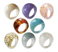 BESTonZON 8pcs Multi-color Acrylic Resin Chunky Rings for Women Wide Thick Dome Knuckle Stackable Finger Rings Lightweight Statement Jewelry for Casual Party Wedding Birthday