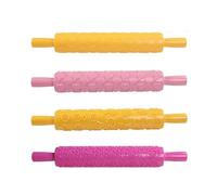 BESTonZON 8pcs Multifunctional Plastic Dough Roller with Embossed Mold, Easy to Hold Rolling Pin Mold for Fondant Cakes and Candy, Baking Tool and Housewarming Random Style
