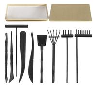 BESTonZON 9pcs Mini Zen Garden Rake Set Compact Meditation Tools with Various Designs for DIY Sand Table Decoration and Stress Relief Includes Box for Storage for Home and Office Crafting