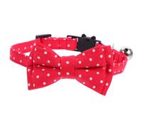 BESTonZON Adjustable Pet Dog Collar with Bell Lightweight Breathable Bow Tie Neckwear Handmade Red Bowtie Accessory for Cats and Dogs Comfortable Anti-lost Design