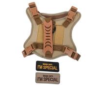 BESTonZON Adjustable Tactical Cat Harness Vest with Leash Outdoor Soft Padded Pet Walking Harness for Cats and Small Dogs Khaki with Embroidered Patches