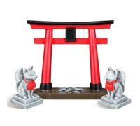 BESTonZON Aquarium Torii Gate Miniature with Fox - Japanese Zen Style Statue for Desk & Garden Decoration
