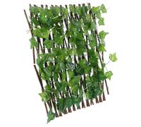 BESTonZON Artificial Leaf Fence Extendable Privacy Screen Panel, Expandable Fence Screen, Green Wood Silk Cloth, Adjustable Length, for Outdoor Garden Patio Decoration