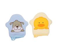 BESTonZON Baby Bath Mitt and Body Scrubbing Towel for Infants, Soft Cartoon Sponge Bath Gloves with Duck and Dog Design, 2pcs Set for Newborn Bathing Essentials